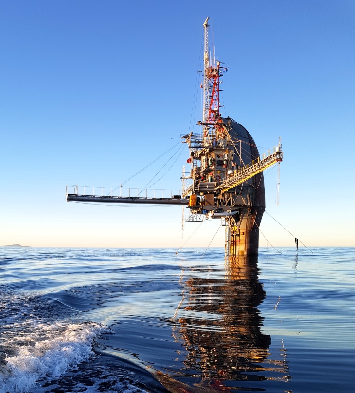 The FLIP (FLoating Instrument Platform) research platform in the Pacific Ocean. Photo: Marc Buckley The FLIP (FLoating Instrument Platform) research platform in the Pacific Ocean. Photo: Marc Buckley